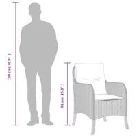 Tuinstoelen 2 st met kussens poly rattan lichtgrijs - thumbnail