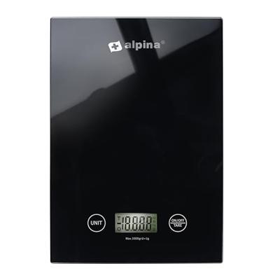 Alpina Keukenweegschaal glas 5kg zwart Alpina Keukenweegschaal glas 5kg zwart