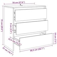 Dressoir 70x41x75 cm bewerkt hout oud houtkleurig - thumbnail