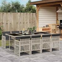 9-delige Tuinset met kussens poly rattan lichtgrijs - thumbnail