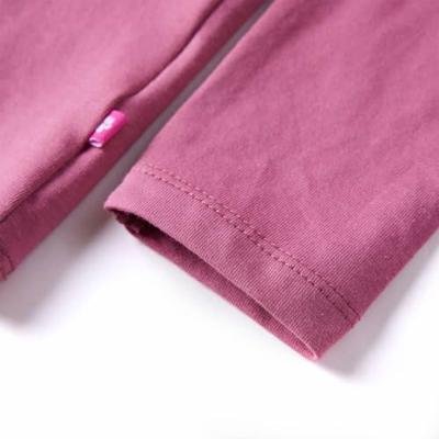 Kindershirt lange mouwen met woord in pailletten 104 frambozenkleur