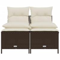 4-delige Loungeset met kussens poly rattan bruin - thumbnail