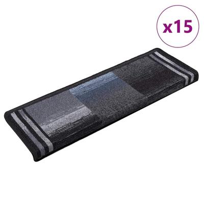 VidaXL Trapmatten zelfklevend 15 st 65x21x4 cm zwart en grijs VidaXL Trapmatten zelfklevend 15 st 65x21x4 cm zwart en grijs