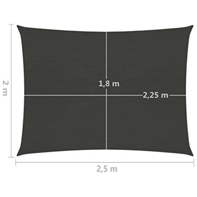 VidaXL Zonnezeil 160 g/m² 2x2,5 m hdpe antracietkleurig