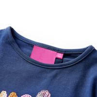 Kindershirt lange mouwen en woord in pailletten 104 marineblauw - thumbnail