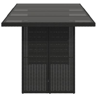 Tuintafel met glazen blad 190x80x75 cm poly rattan zwart - thumbnail
