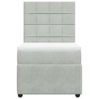 Boxspring met matras fluweel lichtgrijs 90x190 cm - thumbnail