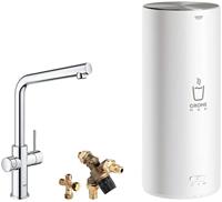 Grohe Red 3-in-1 kokend water kraan met L-uitloop en combi boiler chroom - thumbnail