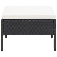 3-delige Loungeset met kussens poly rattan zwart - thumbnail