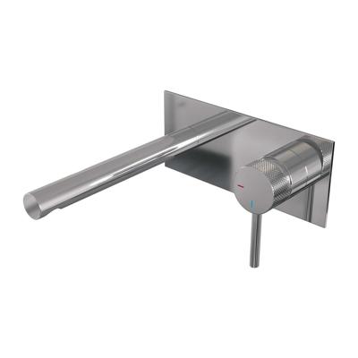 Brauer Chrome Carving Inbouw Wastafelmengkraan met Rechte Uitloop en Afdekplaat Model A1 Chroom