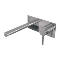 Brauer Chrome Carving Inbouw Wastafelmengkraan met Rechte Uitloop en Afdekplaat Model A1 Chroom - thumbnail
