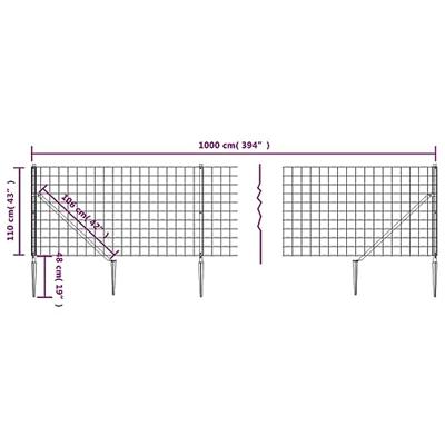 Draadgaashek met grondankers 1,1x10 m groen Draadgaashek met grondankers 1,1x10 m groen