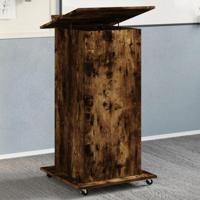 Lessenaar met wielen en lade 55x55x107 cm hout gerookt eiken - thumbnail