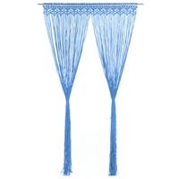 VidaXL Gordijn macramé 140x240 cm katoen blauw - thumbnail