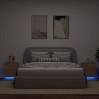 Nachtkastjes met LED-verlichting 2 st bewerkt hout sonoma eiken - thumbnail