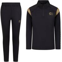 Cruyff Farrel Trainingspak 1/4-Zip Kids Zwart Goud - thumbnail