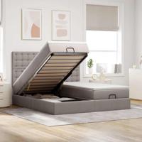 Ottoman bed met matrassen en LED's 160x200cm stof taupe - thumbnail