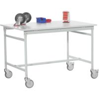 Manuflex BB4031.7035 Bijzettafel basismobiel met melamine tafelblad in lichtgrijs RAL 7035, bxdxh: 1250 x 600 x 850 mm Grijs-wit (RAL 7035) - thumbnail