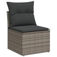 6-delige Loungeset met kussens poly rattan grijs - thumbnail