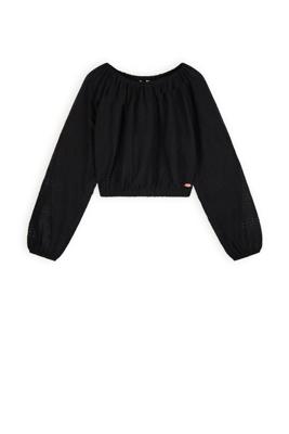 NoBell Zomer blouse meisjes Zwart - embroidery chiffon - Timre