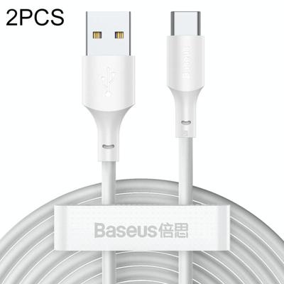 Baseus 2 PCS / Stel eenvoudige wijsheid 1 5 m 5A Max Output USB naar USB-C / Type-C Fast Charging Data Cable (Wit)