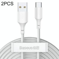 Baseus 2 PCS / Stel eenvoudige wijsheid 1 5 m 5A Max Output USB naar USB-C / Type-C Fast Charging Data Cable (Wit) - thumbnail