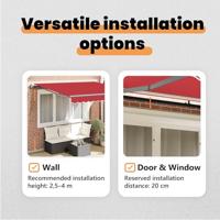 VidaXL Inklapbaar zonnescherm rood 350 x 250 cm stof en aluminium - thumbnail