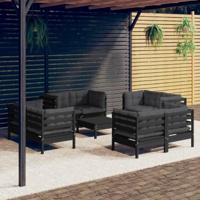9-delige Loungeset met antracietkleurige kussens grenenhout - thumbnail