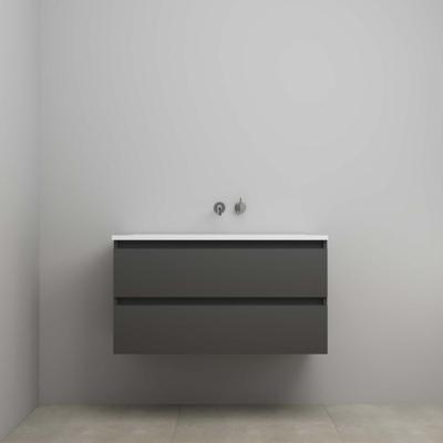 On-Line Onderkast - 100 cm - Voorgemonteerd - Acryl Wastafel - zonder Kraangat - Mat Antraciet