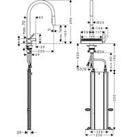 Hansgrohe Aquno Select M81 ééngreeps keukenkraan 170, uittrekbare vuistdouche, 3jet, sBox, chroom - thumbnail