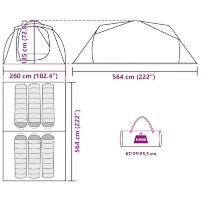 Tunneltent 6-persoons waterdicht grijs en oranje Tunneltent 6-persoons waterdicht grijs en oranje