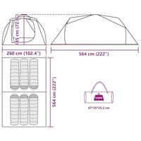 Tunneltent 6-persoons waterdicht olijfgroen - thumbnail