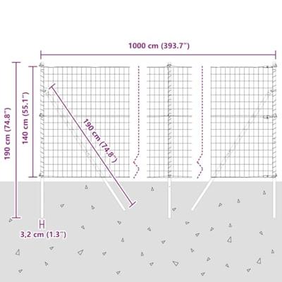 VidaXL Hek met paal groen 1,4 x 10 m staal en pvc