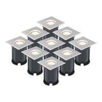 Set van 9 LED Grondspots vierkant buiten - Dimbaar - GU10 - 4000K neutraal wit - 4 Watt 345 Lumen - Tuinspot - Oprit - RVS - IP65 - thumbnail