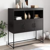 Dressoir 100,5x39x107 cm staal zwart - thumbnail