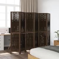 Kamerscherm met 6 panelen massief paulowniahout donkerbruin - thumbnail