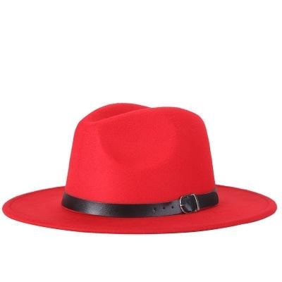 Mannen Fedoras vrouwen jazz hoed zwart wollen Blend GLB outdoor casual hoed (rood)
