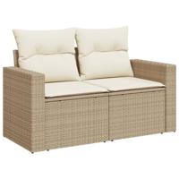 8-delige Loungeset met kussens poly rattan beige - thumbnail