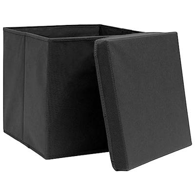 VidaXL Opbergboxen met deksel 4 st 28x28x28 cm zwart
