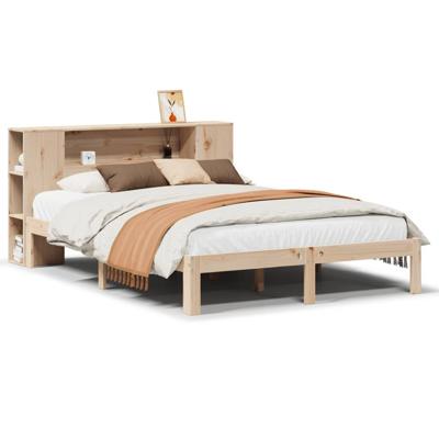 Bed met boekenkast zonder matras massief grenenhout 135x190 cm - thumbnail
