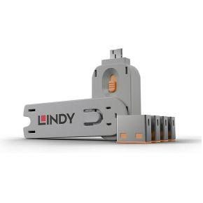 Lindy 40453 USB Port Blocker - Pack 4, Colour Code: Orange Lindy 40453 USB Port Blocker - Pack 4, Colour Code: Orange