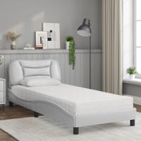 Bed met matras kunstleer wit 90x190 cm - thumbnail
