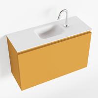 MONDIAZ OLAN 80cm toiletmeubel ocher. LEX wastafel talc midden 1 kraangat - thumbnail