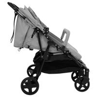 Tweeling buggy staal lichtgrijs en zwart - thumbnail