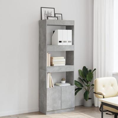 Hoge kast 63x33x180 cm bewerkt hout betongrijs