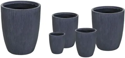 Mcollections Bloempot Nora Egg Hoog - Ø36 x H46 - Clayfibre - Grafiet