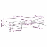 Opbergbedframe met lade Oud hout 120 x 200 cm Bewerkt hout - thumbnail