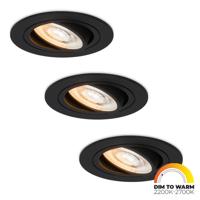 Set van 3 Miro LED inbouwspot - Extra plat 58mm - 3,8W 220lm - GU10 LED Module - Dim to warm - Dimbaar Kantelbaar - Rond - Voor binnen - Zwart - thumbnail