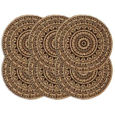 VidaXL Placemats 6 st rond 38 cm jute donkerbruin