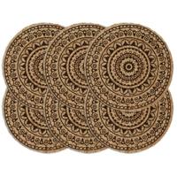 VidaXL Placemats 6 st rond 38 cm jute donkerbruin - thumbnail